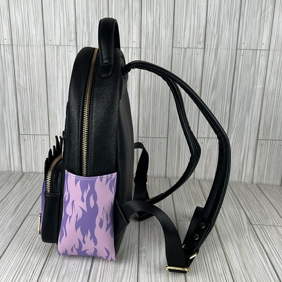 Loungefly Disney Villains Purple Flame Mini Backpack Exclusive NWOT - Picture 4 of 10